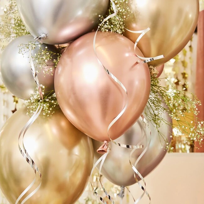 Assorted Metallics Glossy Latex Balloons, Set of 12