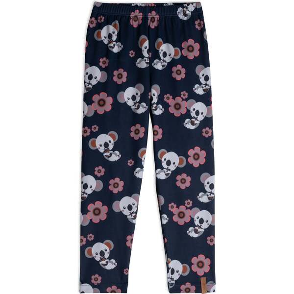 Printed Koalas Legging, Navy Blue - Deux par Deux Pants | Maisonette