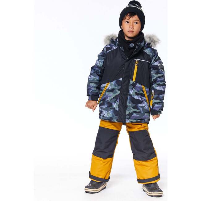 Two Piece Snowsuit, Khaki And Camo And Golden Yellow