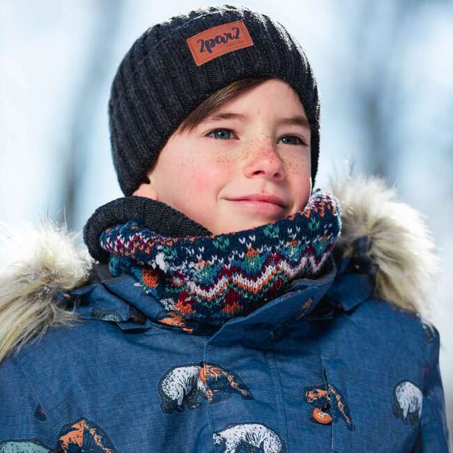 Printed Grizzlys Two Piece Snowsuit, Navy Blue Brown And Dark Grey - Snowsuits - 2