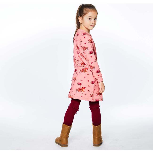 Unicorn Printed Raglan Long Sleeve Dress, Pink - Dresses - 5