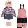 Two Piece Snowsuit With Autumn Flower Print, Grey - Snowsuits - 1 - thumbnail