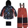 Two Piece Snowsuit Printed Hockey Players, Black And Red - Snowsuits - 1 - thumbnail