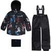 Two Piece Snowsuit Printed Hockey Players, Black - Snowsuits - 1 - thumbnail