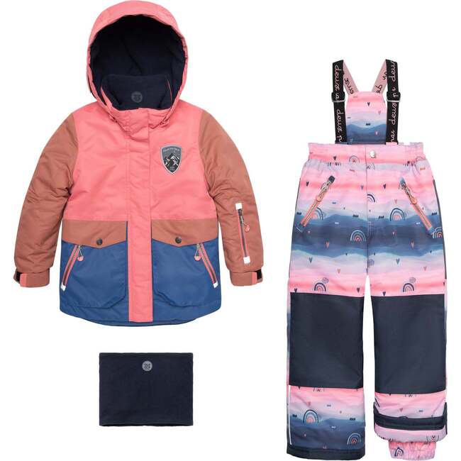 Two Piece Snowsuit & Jacket With Printed Pant, Colorblock