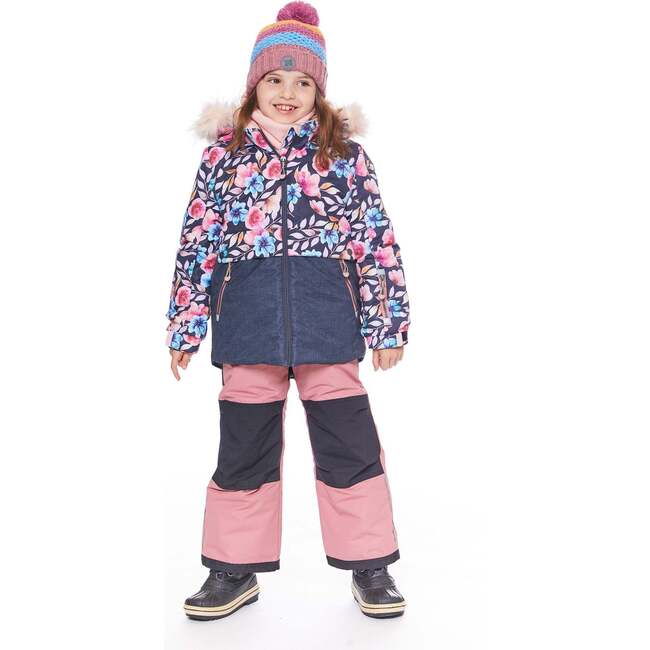 Two Piece Snowsuit With Autumn Flower Print, Grey