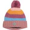 Striped Knit Hat, Dusty Pink And Blue - Hats - 1 - thumbnail