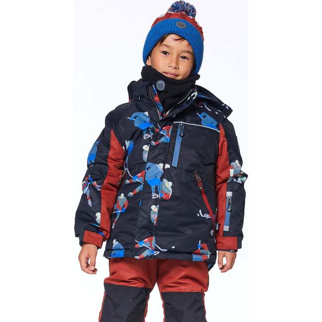 Two Piece Snowsuit Printed Hockey Players, Black And Red - Snowsuits - 2