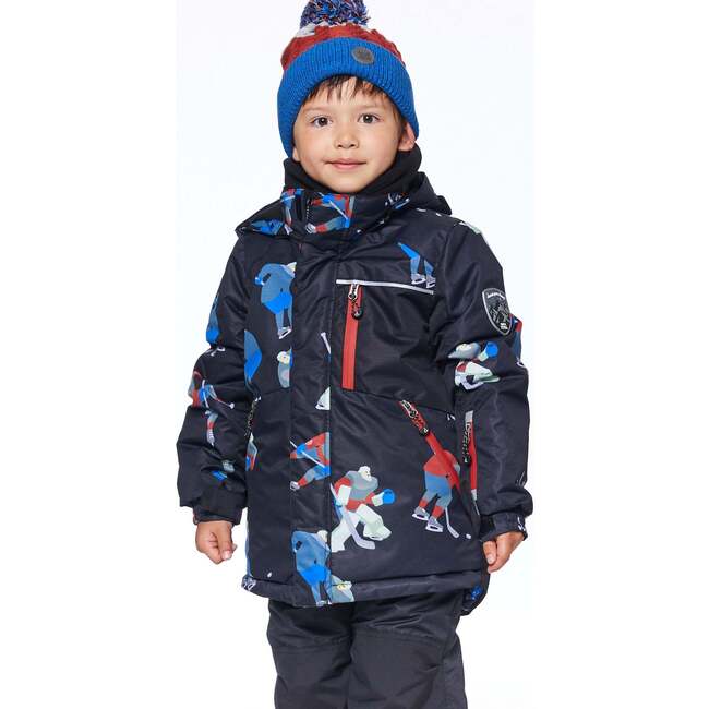 Two Piece Snowsuit Printed Hockey Players, Black - Snowsuits - 2