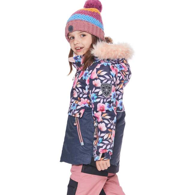 Two Piece Snowsuit With Autumn Flower Print, Grey - Snowsuits - 3