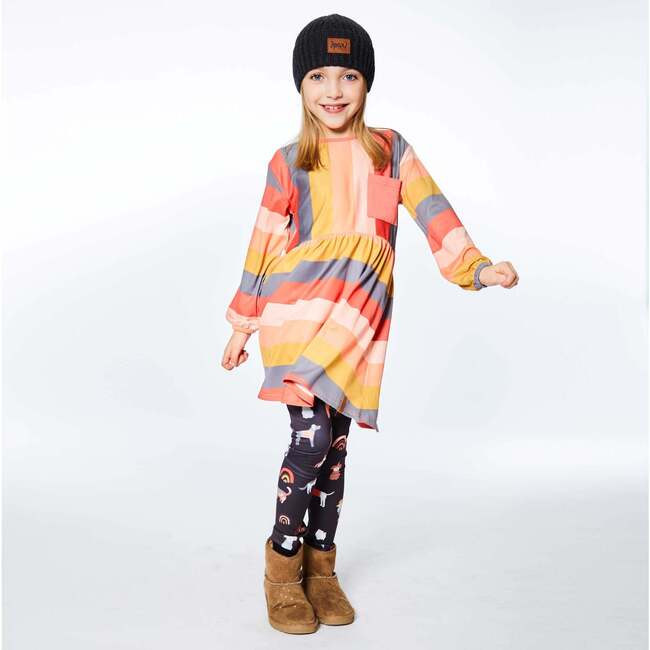 Striped Long Sleeve Dress Pink, Pink Red And Grey - Dresses - 3
