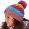 Striped Knit Hat, Dusty Pink And Blue - Hats - 3 - thumbnail