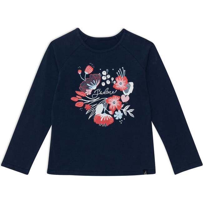 Raglan Long Sleeve Top, Navy Blue