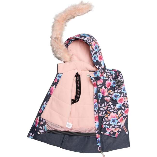 Two Piece Snowsuit With Autumn Flower Print, Grey - Snowsuits - 6