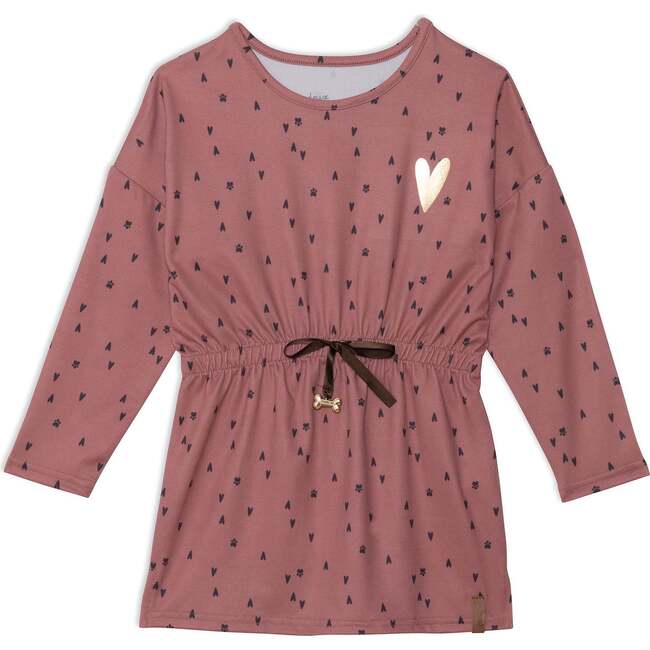 Long Sleeve Tunic, Printed Paws And Hearts