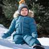One Piece Baby Snowsuit, Dusty Blue - Snowsuits - 3