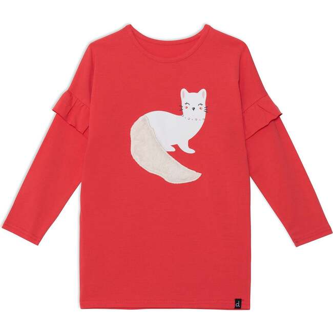 Long Sleeve Tunic With Frill, Red - Tunics - 1