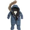 One Piece Baby Snowsuit, Dusty Blue - Snowsuits - 4
