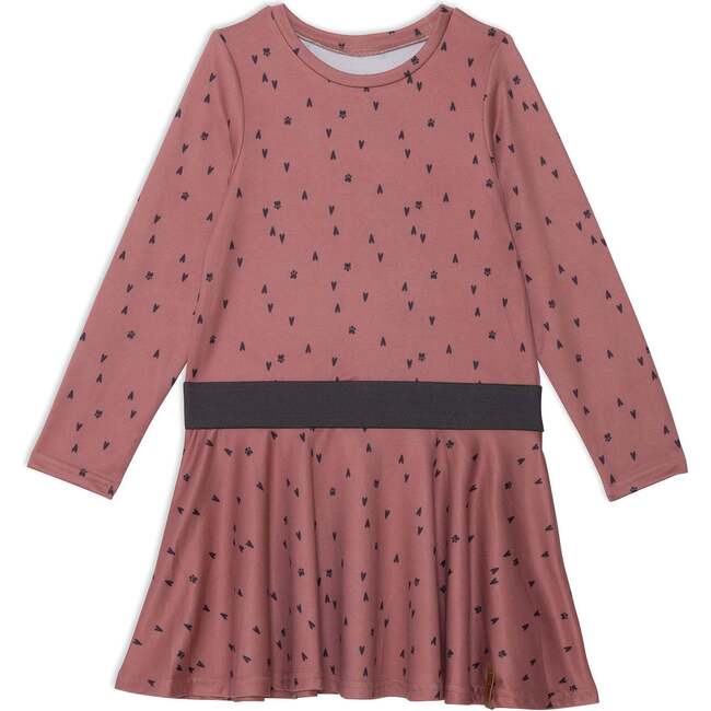 Long Sleeve Dress, Printed Paws And Hearts - Dresses - 1