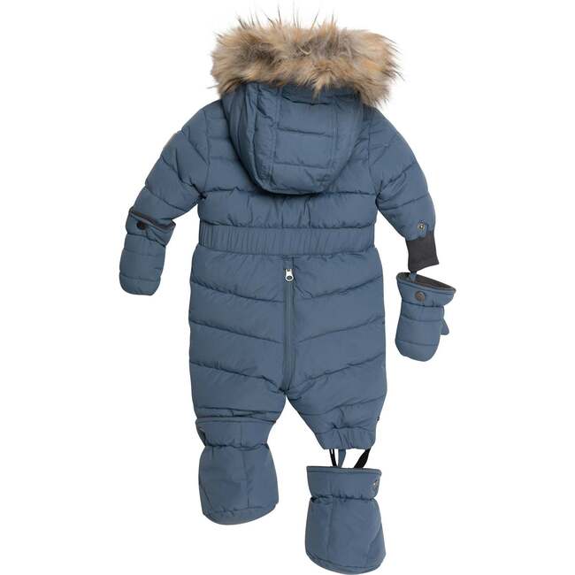 One Piece Baby Snowsuit, Dusty Blue - Snowsuits - 5