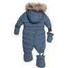 One Piece Baby Snowsuit, Dusty Blue - Snowsuits - 5