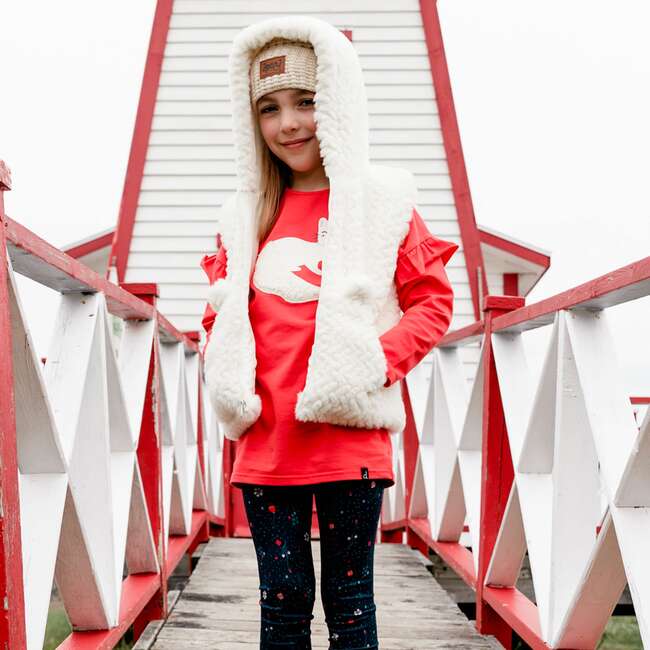 Long Sleeve Tunic With Frill, Red - Tunics - 3