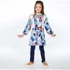 Long Sleeve Dress With Sherpa, Light Blue Light Pink And White With Printed Weasels - Dresses - 3
