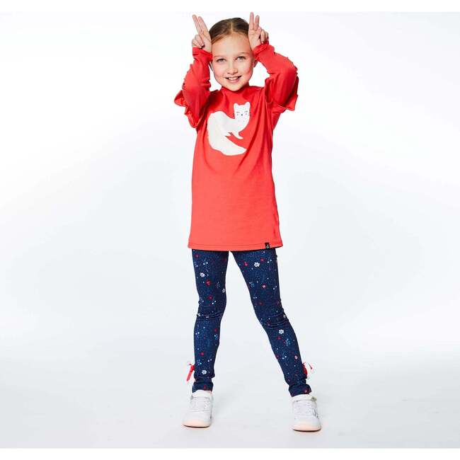 Long Sleeve Tunic With Frill, Red - Tunics - 4