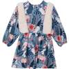 Long Sleeve Dress With Sherpa, Light Blue Light Pink And White With Printed Weasels - Dresses - 4