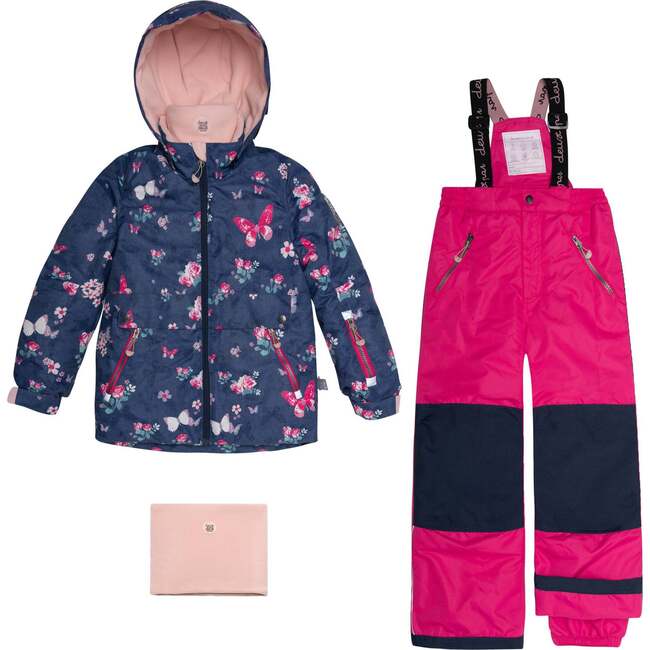 Two Piece Snowsuit, Butterflies Print - Snowsuits - 1