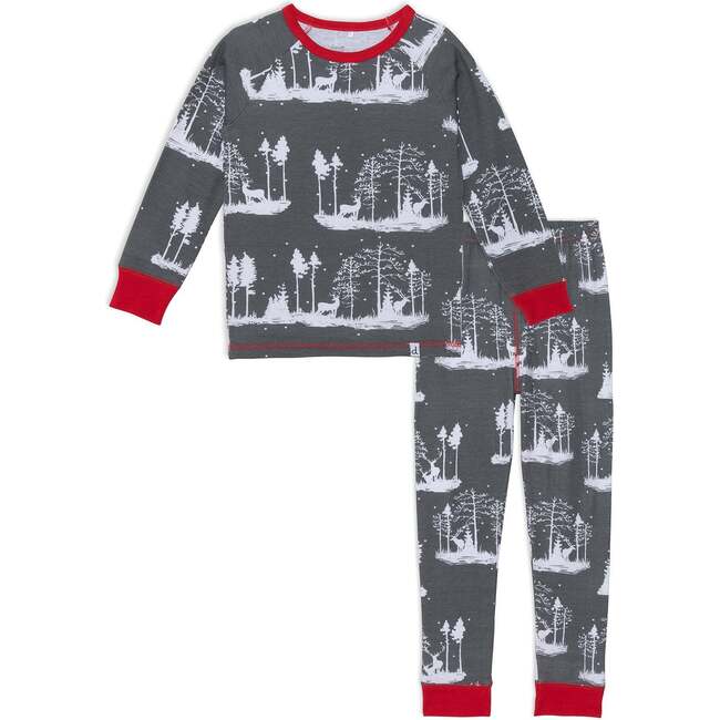 Organic Cotton Christmas Family Two Piece Printed Pajama Set, Deer And Trees