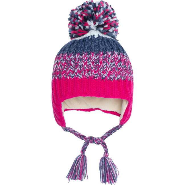 Knit Hat, Fuchsia Pink And Black - Hats - 1