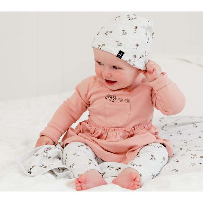 Organic Cotton Hat And Bib Set, Printed Small Flowers - Hats - 2