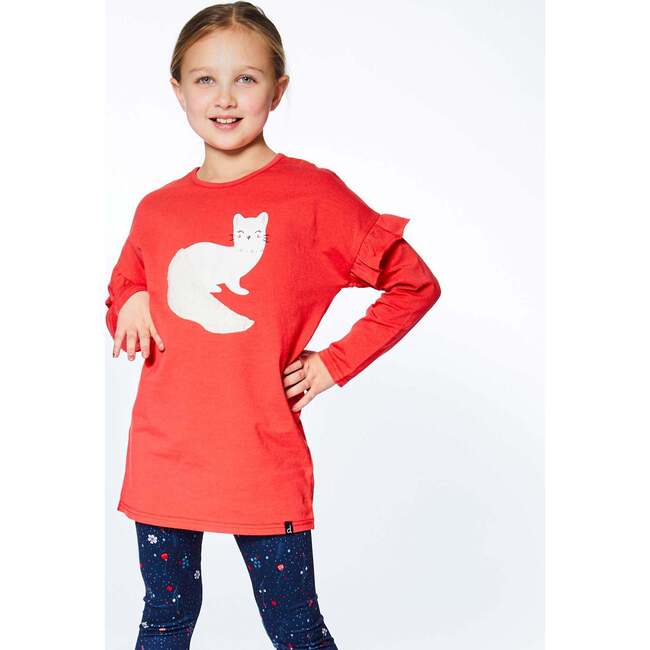 Long Sleeve Tunic With Frill, Red - Tunics - 5