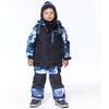 Two Piece Snowsuit With Polar Bear Print, Blue Black Camo - Snowsuits - 2
