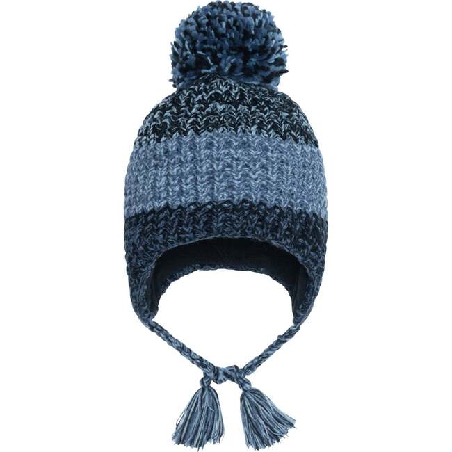 Jacquard Knit Hat, Black Grey And Blue