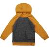 Hooded Fleece Top With Zipper Pocket, Brown And Dark Grey - Sweatshirts - 1 - thumbnail