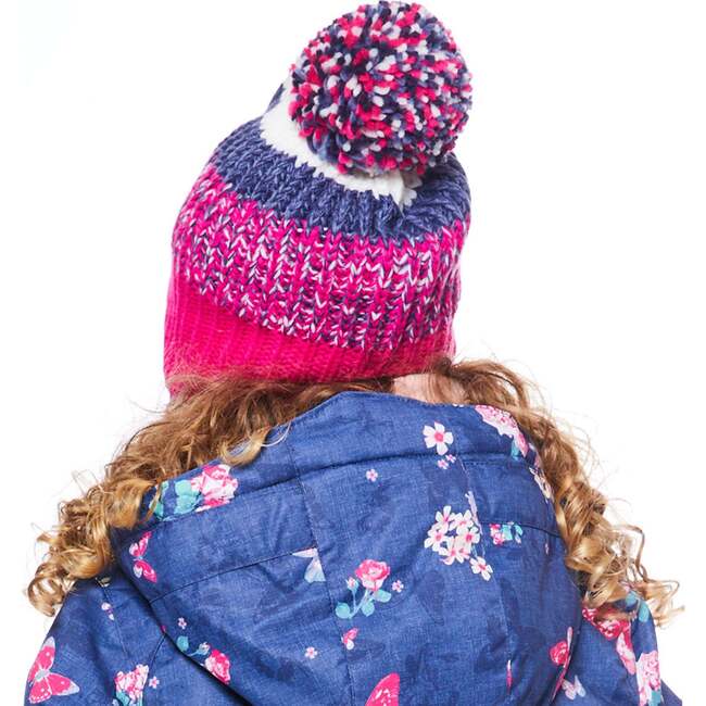 Knit Hat, Fuchsia Pink And Black - Hats - 3