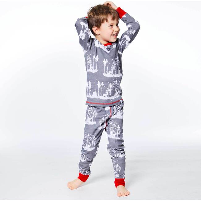 Organic Cotton Christmas Family Two Piece Printed Pajama Set, Deer And Trees - Pajamas - 4