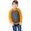 Hooded Fleece Top With Zipper Pocket, Brown And Dark Grey - Sweatshirts - 2
