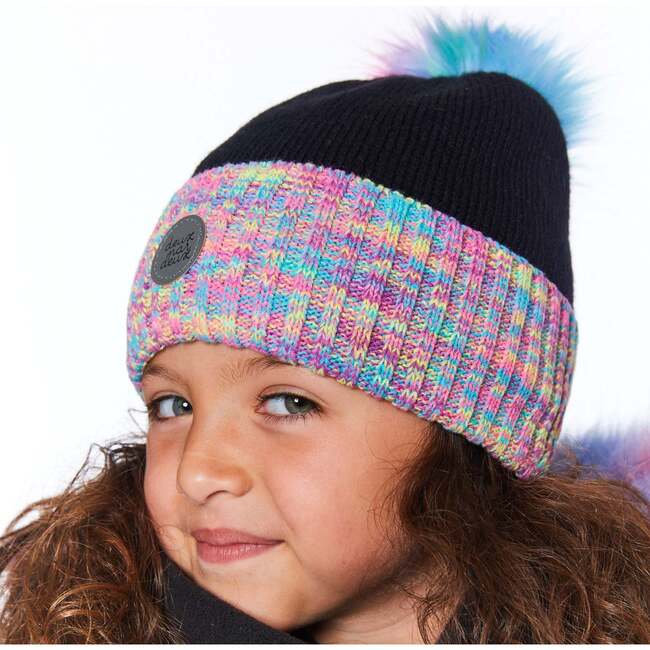 Knit Hat, Black And Multicolor