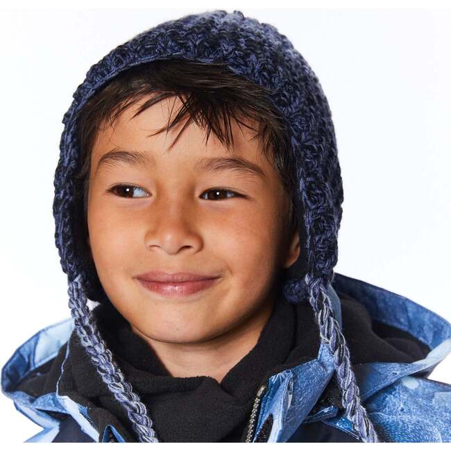 Jacquard Knit Hat, Black Grey And Blue - Hats - 3