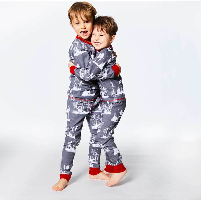 Organic Cotton Christmas Family Two Piece Printed Pajama Set, Deer And Trees - Pajamas - 5
