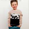 Jacquard Knit Top, Beige Black And White With Bear Print - Sweaters - 3 - thumbnail