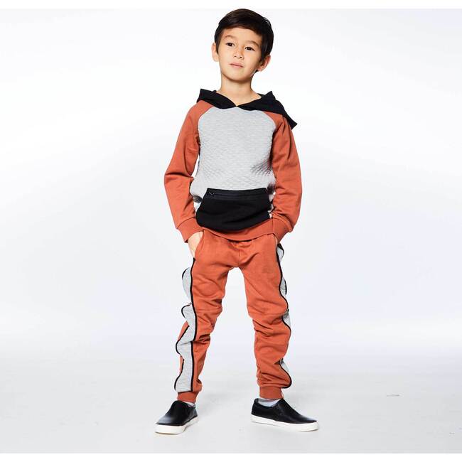 Fleece Sweatpants With Quilting, Brown Grey And Black - Sweatpants - 2