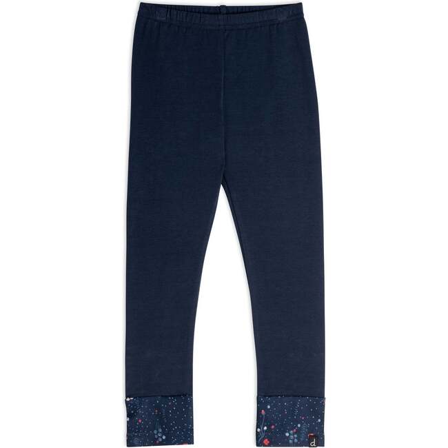 Cut And Sew Cotton Legging, Navy Blue - Leggings - 1