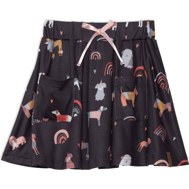 Flared Skirt, Printed Poodles