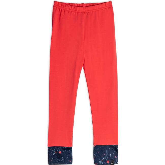 Cut And Sew Cotton Legging, Red And Navy