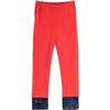 Cut And Sew Cotton Legging, Red And Navy - Leggings - 1 - thumbnail