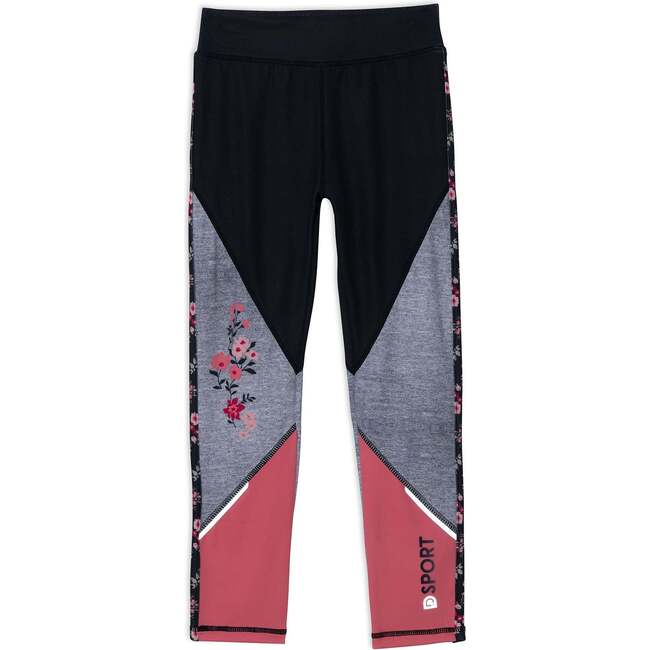 Athletic Legging With Printed Flowers, Light Heather Grey